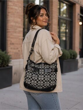 Coach Black and Gray Shoulder Bag